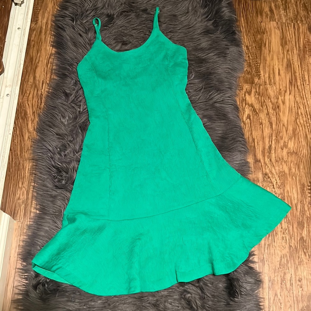 Bright green flare dress